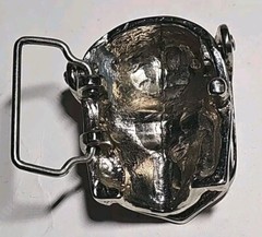 Vintage Knights Helmet & Skull BELT BUCKLE Medieval Armor Heavy Silver-Tone
