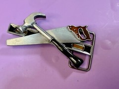 Tools Hammer Saw Meter Stick Carpenters Contractor&rsquo;s Figural Cutout Belt Buckle