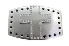 Men Women Silver Metal Rocker Gothic Fashion Buckle Cross Bling Religious Church