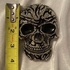 Skull Belt Buckle Lot (2) Silver Bling Rhinestone Punk Horror Gothic Pirate