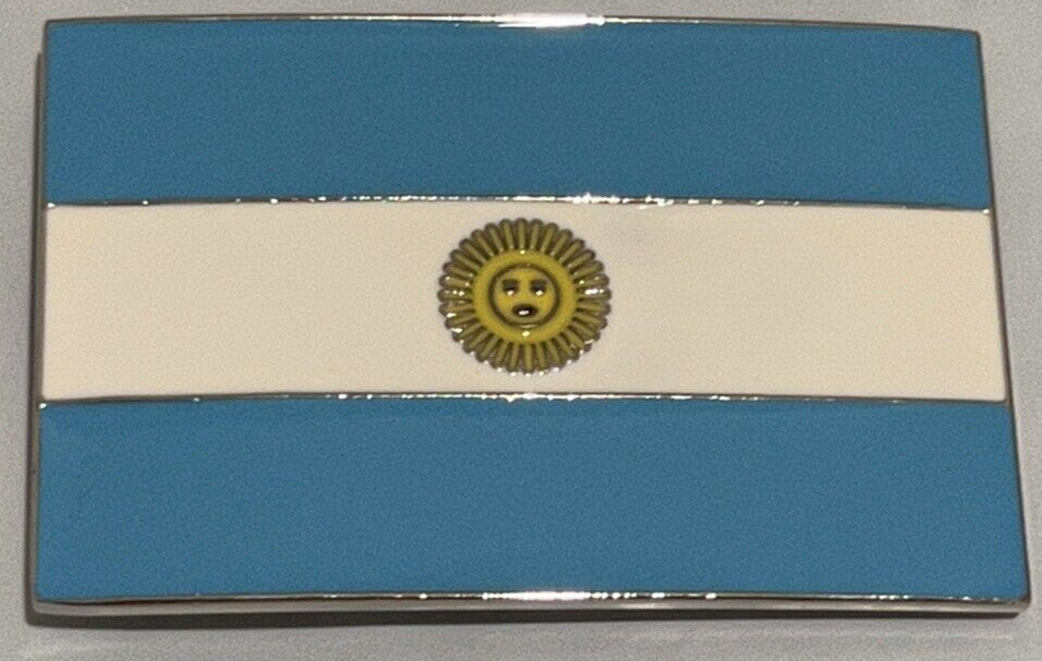 National Flag of Argentina Belt Buckle Multi-Colored Western Cowboy Cowgirl