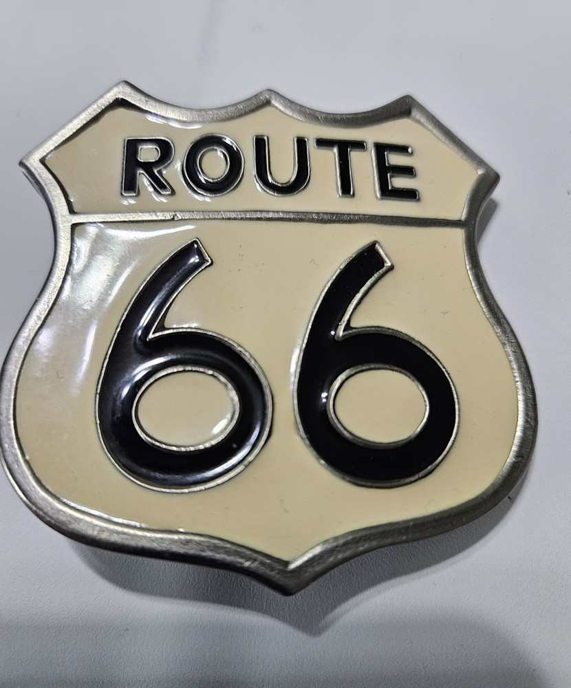 Vintage 1980s Route 66 Belt Buckle – Made In USA – Nice Condition