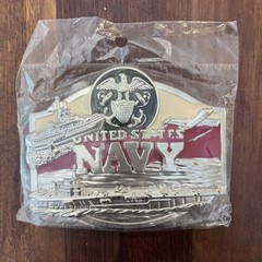 United States Navy Silver Toned Belt Buckle Painted NEW