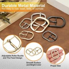 6 Pcs 1 Inch Single Prong Buckles Oval Center Bar Buckles, Gold Tone