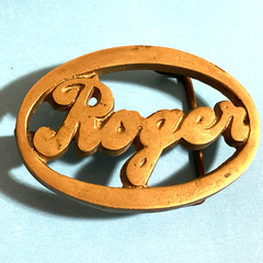 Vintage Western Solid Brass Belt Buckle ROGER Iconic Character Roger TAIWAN