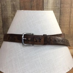 US Army Vintage Brown Leather Buckle Belt Mens One Size
