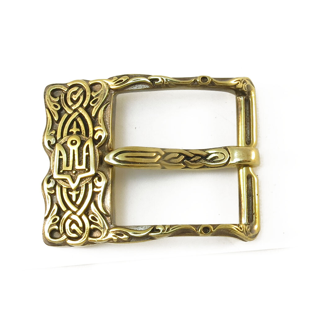 Brass belt buckle Runic, pin type, runic buckle, ornament for 1.5 casual belt