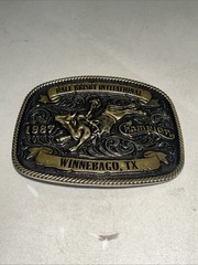Dale Brisby Invitational Champion Belt Buckle 1987 Winnebago TX MO Silversmiths