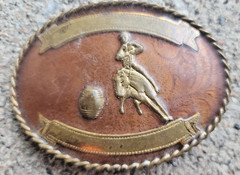 Vintage German Silver Rodeo Roping Cowboy Western Belt Buckle Oval
