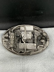 Vintage Ag Belt Buckle PIK 1984 Silver Tone