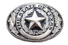 Men Silver Metal Belt Buckle Western Fashion Cowboy Texas State Lone Star Casual