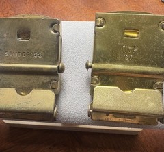 Vintage US Military Brass Web Belt Buckles Lot of 2 Vietnam RAU & Solid Brass
