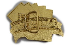 Men Women Gold Metal Casino Cards Belt Buckle Luck Royal Flush Vegas Statement