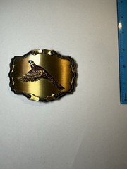 Gold Tone Western Pheasant Bird Belt Buckle Metal Antique Finish 1.75in Fit