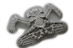 Men Western Belt Buckle Silver Metal Bling Skeleton Skull Big UFO Goth Emo