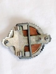 Vintage Western Belt Buckle Silver Tone & Myrtlewood Medallion