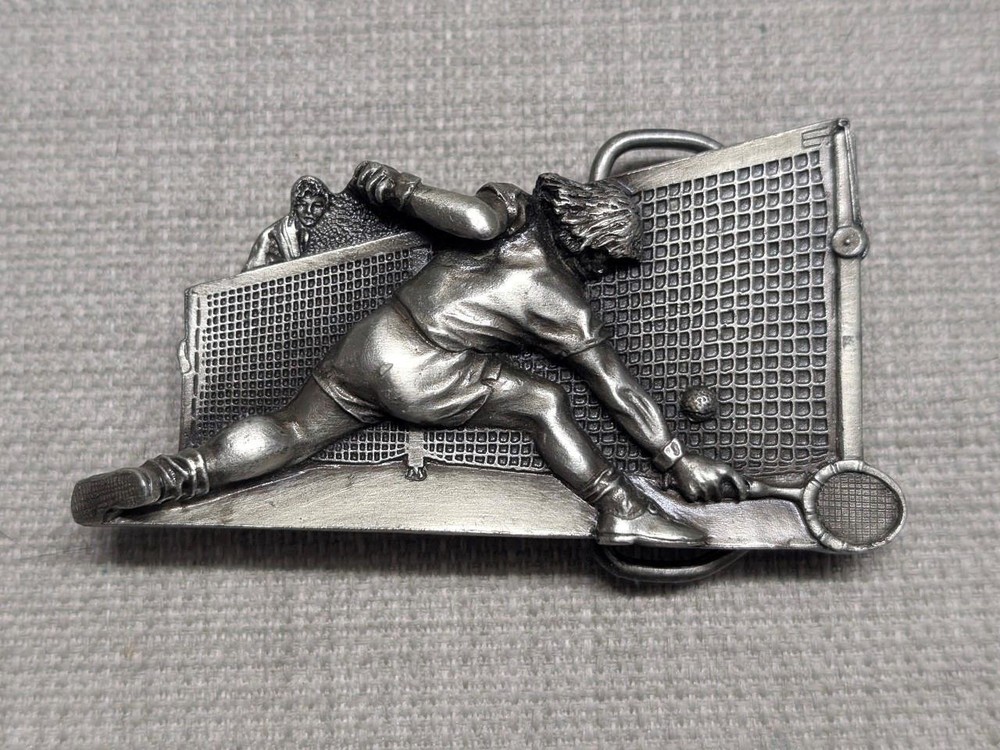 vintage TENNIS belt buckle 70s 80s bjorn borg mcenroe USA made WESTERN bergamot