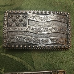Nocona God Bless America Buckle American Flag-Eagle Belt Buckle W/BONUS