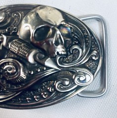 Belt Buckle Tattoo Themed Machine Tattoist with Skull Very Ornate