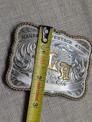 vintage STERLING SILVER belt buckle WESTERN trophy KLA kansas livestsock RODEO