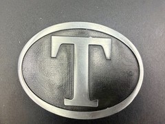 Initial Block Letter T Montana Silversmiths RARE Grey & Black Color Belt Buckle