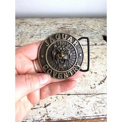 Vintage Jaguar Coventry Solid Brass Belt Buckle Growler Cat Head Logo 857 Taiwan