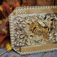 Rooster Cowboy Belt Buckle Western HebillaSilver & Rosetone 4×3.5 Inch