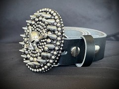 Skull & Crossbones Belt Buckle Gothic Biker Wearable Art OOAK Darren McNeese