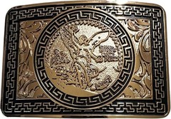 50 PESO BELT BUCKLE 4.5&Prime; GOLD & SILVER METAL WESTERN FASHION NEW #EH13097