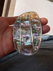 Alpaca Silver Abalone Large Belt Buckle Unisex Mexico Size 3.5&Prime; Iridescent A1