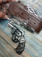 New Men Silver Metal Western Old School Fashion Belt Revolver Gun *120cm Belt