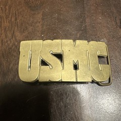 USMC solid brass belt buckle “USMC” in large letters 2” tall & 4”wide unpolished