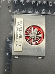 Vintage Firefighter Appreciation Belt Buckle Silver Tone Enamel The Timken Co.