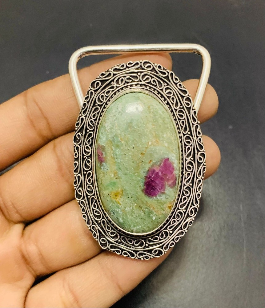 Ruby Fuchsite Gemstone 925 Sterling Silver Handmade Belt Buckles Gift For Love