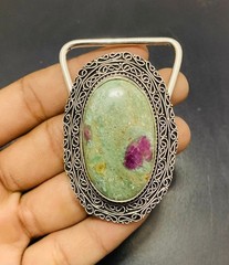 Ruby Fuchsite Gemstone 925 Sterling Silver Handmade Belt Buckles Gift For Love