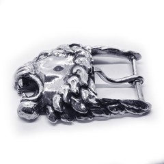 Lion Angry Head Sterling Silver Belt Buckle