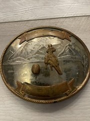 Gorgeous! Vintage German Silver Barrel Race Belt Buckle Cowboy Western Free Ship