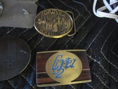 LOT OF 14 belt buckles Chrome BRASS metal Some New Some Old one is not a buckle