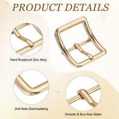 4Pcs Single Prong Belt Buckle 1&Prime; ID Curved Bow Buckle for Belt, Light Gold