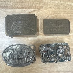 Western belt buckles Wells Fargo & Co Colt revolvers, Arroyo Grande lot of 4