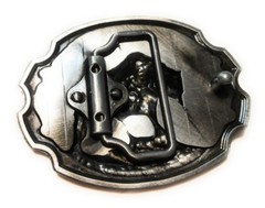 Bear grizzly Black belt buckle Scenery 3.1×2.4&Prime; Full Metal Outdoors USA Seller