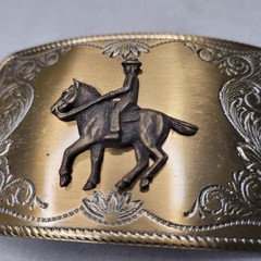 Horseback Rider Belt Buckle Mens One Size Gold Western Floral Cowboy Rectangular