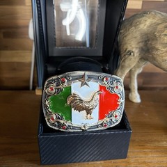 Mexican Flag Charro Cowboy Belt Buckle Hebilla Vaquera Made In Mexico