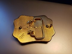 New Black & Gold Western Style Belt Buckle For Silver Dollar Or 39mm Stone NOS