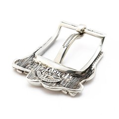 German silver skull belt buckle « Jolly Roger », Pin type Skeleton belt buckle
