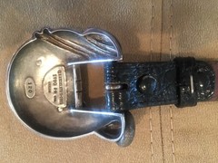 Rare! Kieselstein-Cord Sterling Salamander Buckle W/Black Alligator Belt Size 2