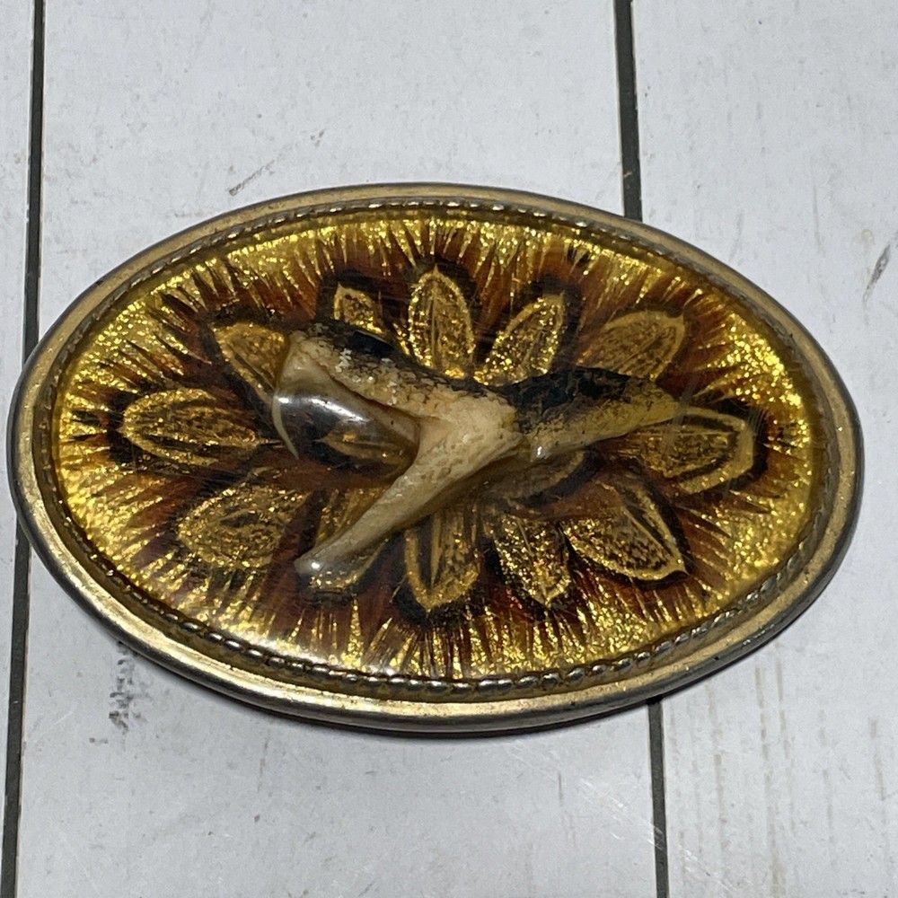 Vintage Rattlesnake Head Oval Belt Buckle Rare. Very Nice Made In The USA