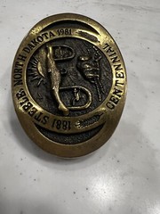 Steel, North Dakota 1881 Centennial Brass Belt Buckle Vintage 1980