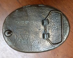 STEAM ENGINE RAILROAD TRAIN LOCOMOTIVE BRASS TONED BELT BUCKLE