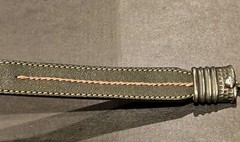 Unique Buckle Leather Belt. Dark Green 36 Inches Unisex